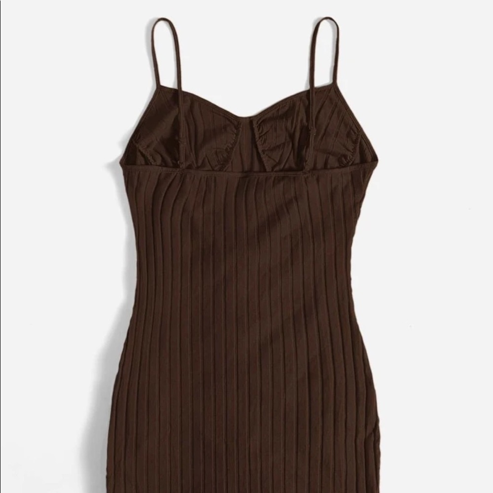 Plus Brown Drawstring Ruched Dress - Picture 2 of 4